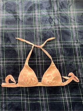 2000s style Victoria's Secret baby pink and white polka dot bikini top. Size L.